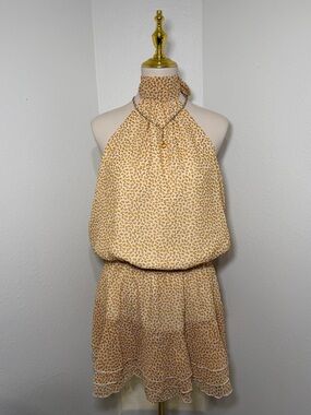 Women’s Floral Halter Mini Dress Backless Ruffle Dress | XL